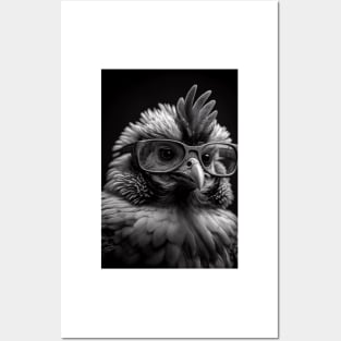 Chicken Chic: A Black and White Portrait Posters and Art